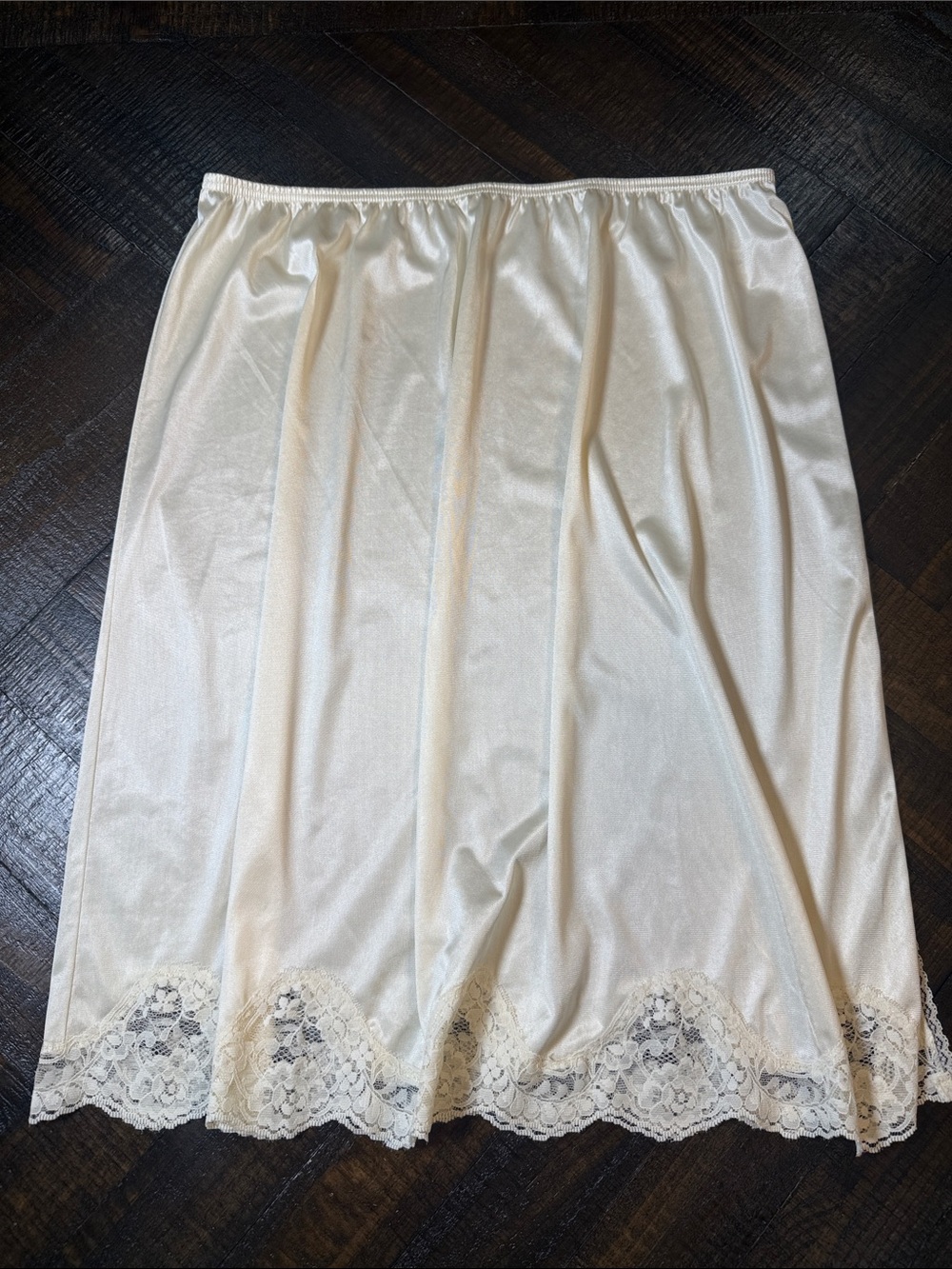 Vintage Adonna 2X Ivory Lace Trim Half Slip Skirt Plus Size USA Made
